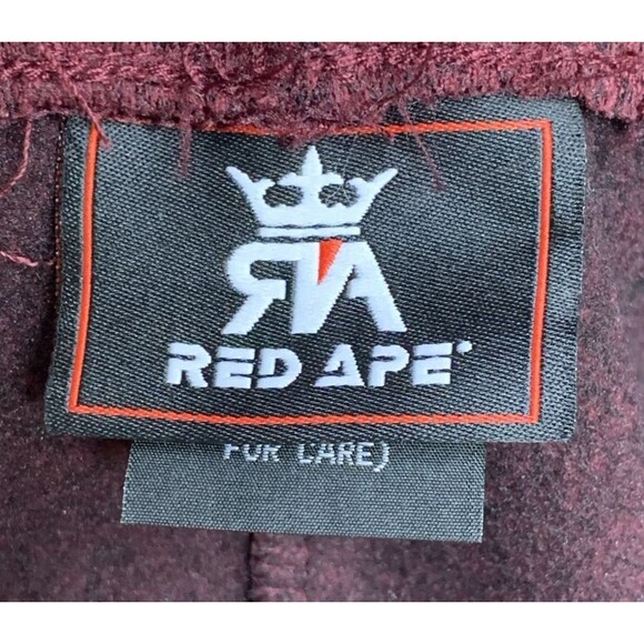 Red Ape Mens Jogger Sweatpants Lace Panel Tapered Drawstring Burgundy Size 4XL - Picture 2 of 13